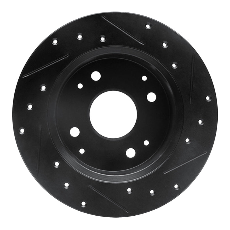 R1 Concepts R1 92-94 Acura Vigor Rear Left Drilled & Slotted Black Brake Rotor