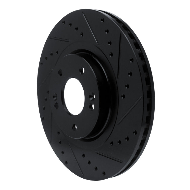 R1 Concepts R1 13-20 Hyundai Santa Fe XL Front Right Drilled & Slotted Black Brake Rotor