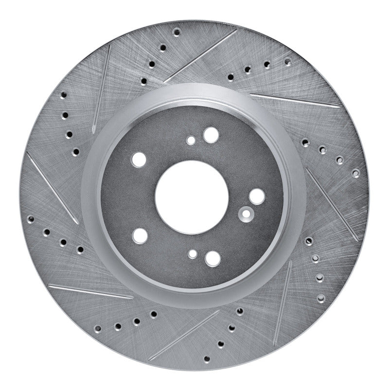 R1 Concepts R1 2019-2025 Acura RDX Front Left Drilled & Slotted Silver Brake Rotor