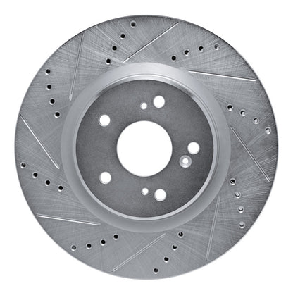 R1 Concepts R1 2019-2025 Acura RDX Front Left Drilled & Slotted Silver Brake Rotor