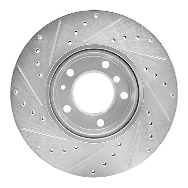 R1 Concepts R1 89-95 BMW 530I Front Right Drilled & Slotted Silver Brake Rotor