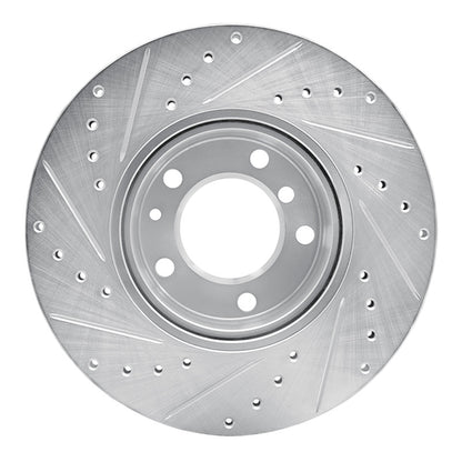 R1 Concepts R1 89-95 BMW 530I Front Right Drilled & Slotted Silver Brake Rotor