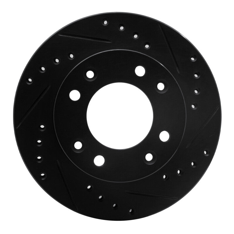 R1 Concepts R1 86-88 Mazda RX-7 Front Right Drilled & Slotted Black Brake Rotor