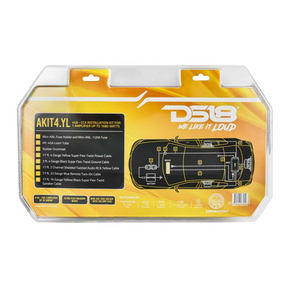 DS18 4-GA Amplifier Install Kit Advance- Yellow