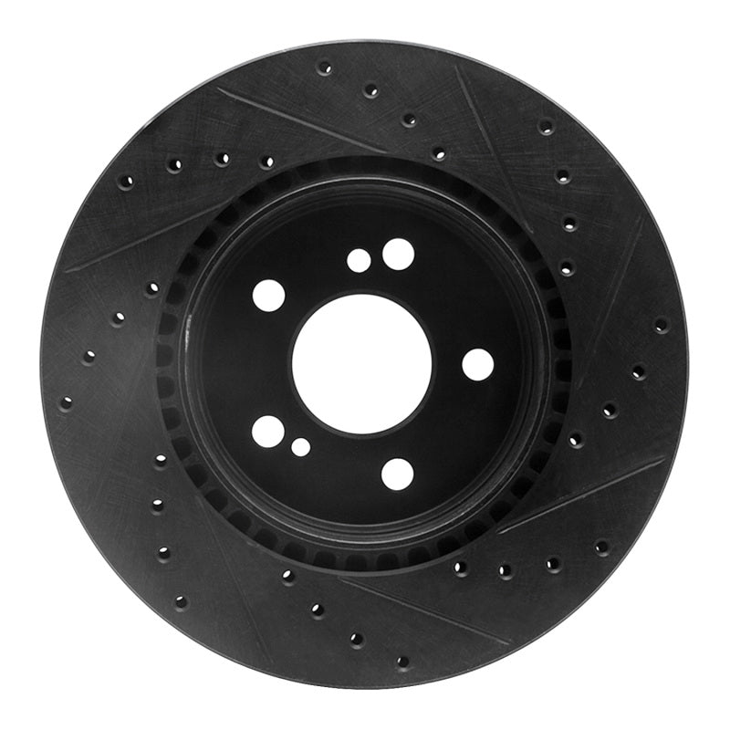 R1 Concepts R1 93-02 Mercedes-Benz 600SL Rear Left Drilled & Slotted Black Brake Rotor