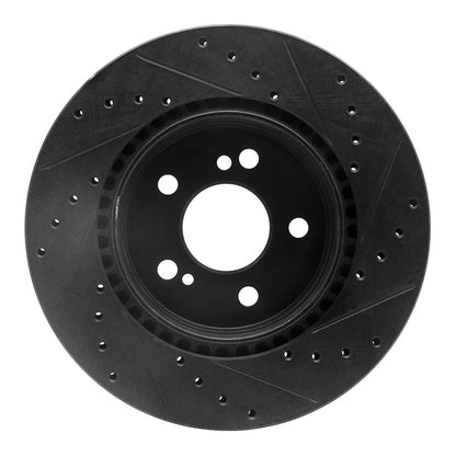 R1 Concepts R1 93-02 Mercedes-Benz 600SL Rear Left Drilled & Slotted Black Brake Rotor