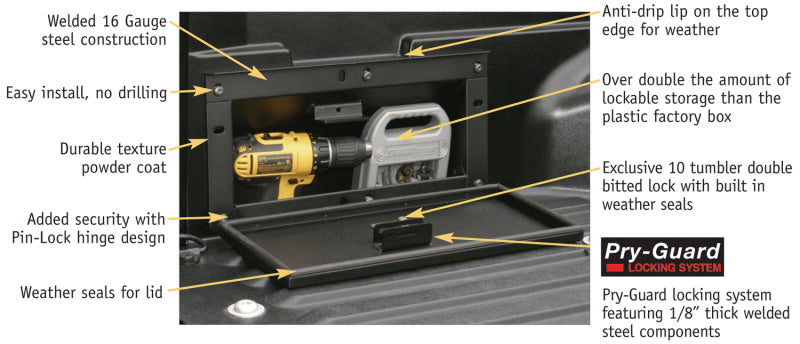 Tuffy Products Tuffy Toyota Tacoma Truck Bed Security Lockbox