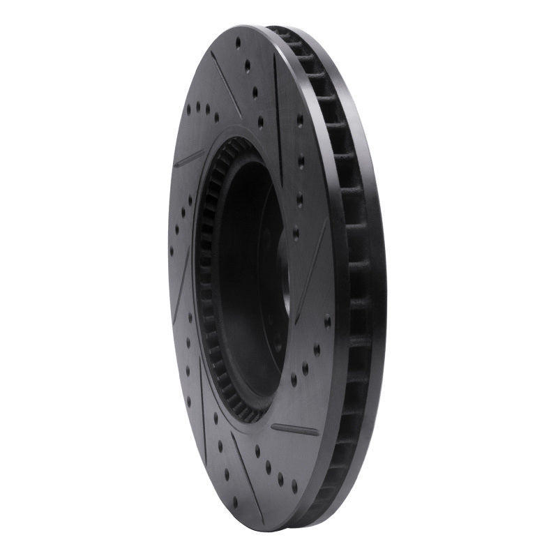 R1 Concepts R1 15-19 Kia Soul EV Front Left Drilled & Slotted Black Brake Rotor