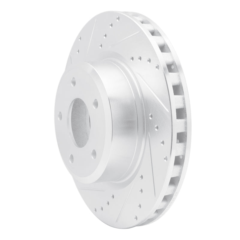 R1 Concepts R1 05-06 Pontiac GTO Front Left Drilled & Slotted Silver Brake Rotor