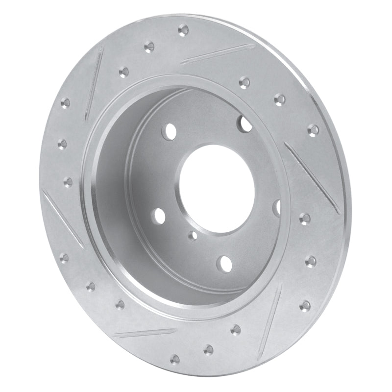 R1 Concepts R1 89-91 Mazda RX-7 Rear Right Drilled & Slotted Silver Brake Rotor
