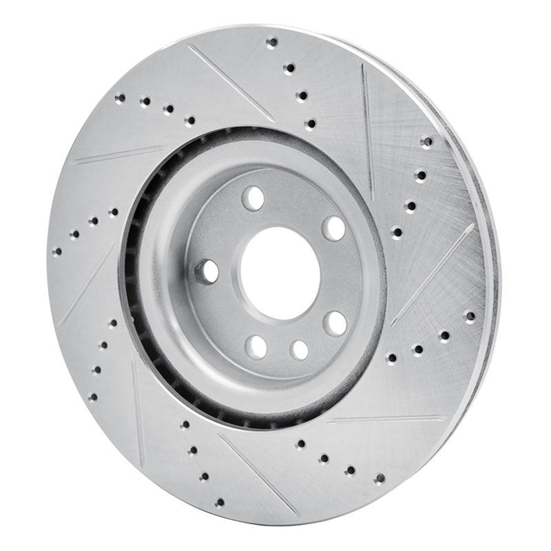 R1 Concepts R1 15-19 Jaguar E-Pace Front Left Drilled & Slotted Silver Brake Rotor