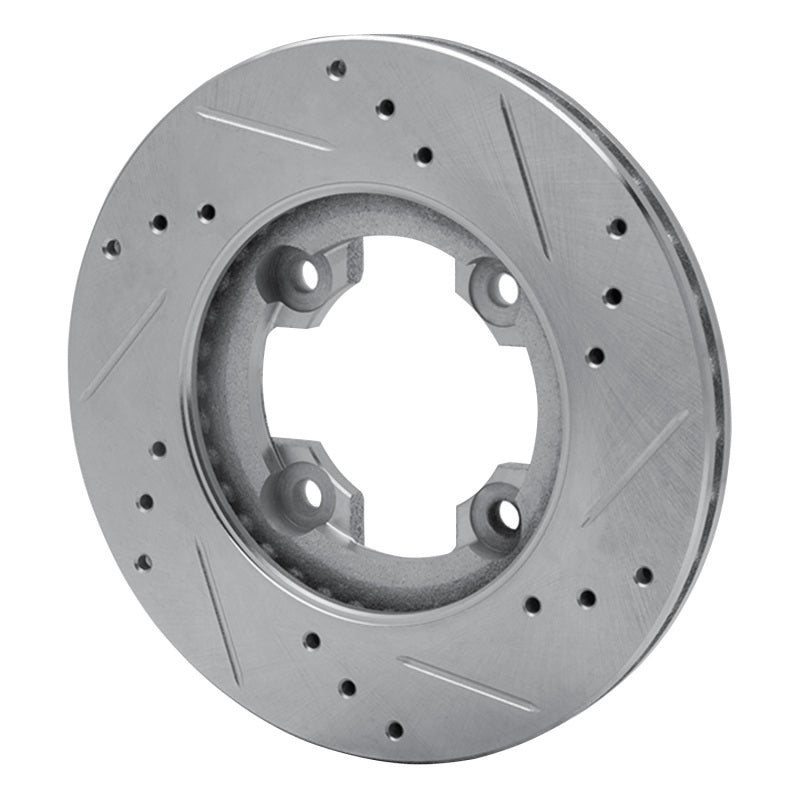 R1 Concepts R1 82-86 Nissan STANZA Front Left Drilled & Slotted Silver Brake Rotor