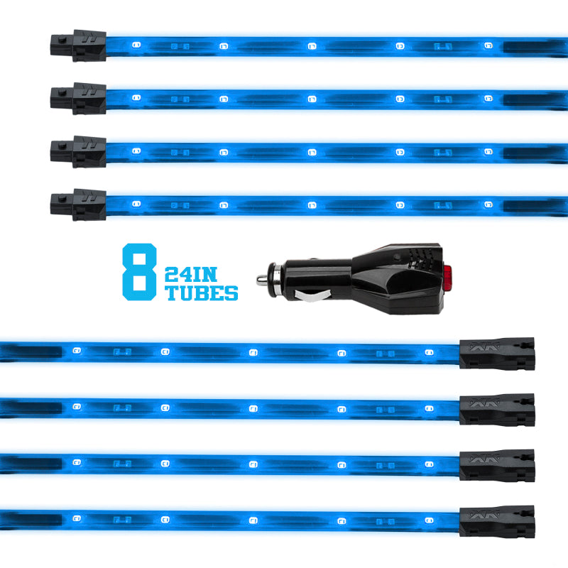 XKGLOW XK Glow Tube Single Color Underglow LED Accent Light Car/Truck Kit Light Blue - 8x24In