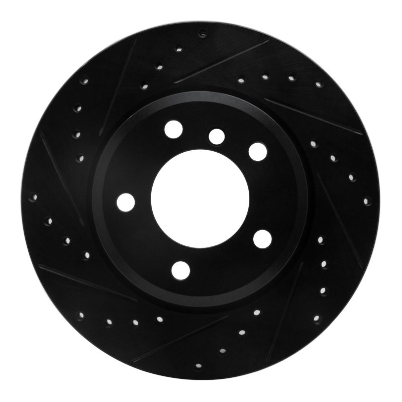 R1 Concepts R1 99-08 BMW 325XI Front Left Drilled & Slotted Black Brake Rotor