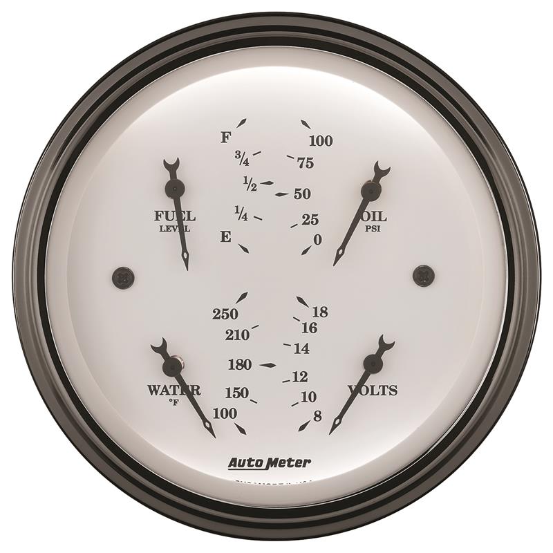 AutoMeter Gauge Quad 3-3/8in. 0 Ohm(e) to 90 Ohm(f)Elec Old Tyme White