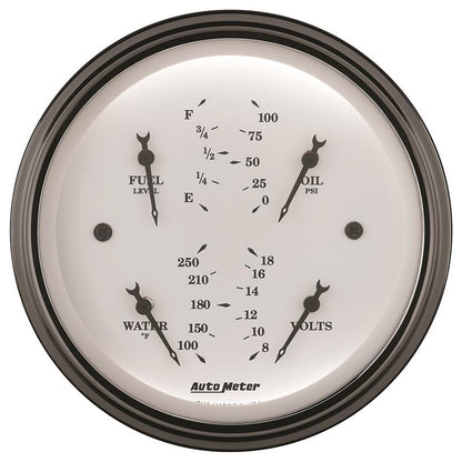 AutoMeter Gauge Quad 3-3/8in. 0 Ohm(e) to 90 Ohm(f)Elec Old Tyme White