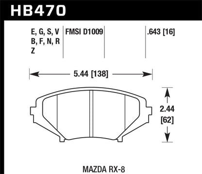 Hawk Performance Hawk 2004-2011 Mazda RX-8 Grand Touring HPS 5.0 Front Brake Pads