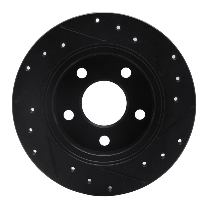 R1 Concepts R1 93-05 Ford Taurus SHO Rear Left Drilled & Slotted Black Brake Rotor