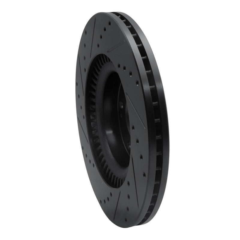 R1 Concepts R1 10-16 Hyundai Genesis Coupe Front Right Drilled & Slotted Black Brake Rotor