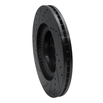 R1 Concepts R1 10-16 Hyundai Genesis Coupe Front Right Drilled & Slotted Black Brake Rotor