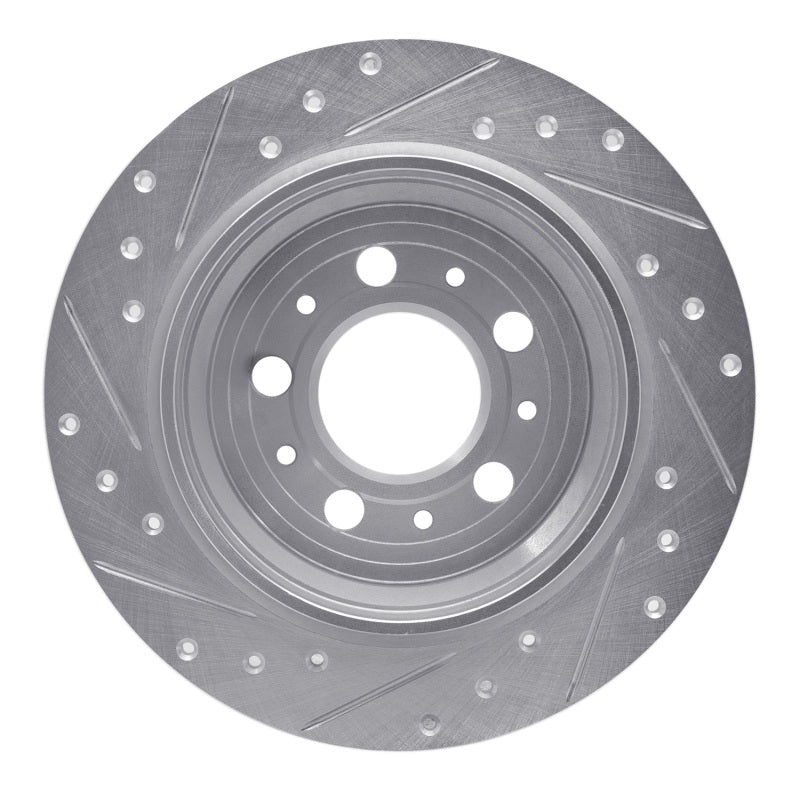 R1 Concepts R1 99-09 Volvo S80 Rear Right Drilled & Slotted Silver Brake Rotor