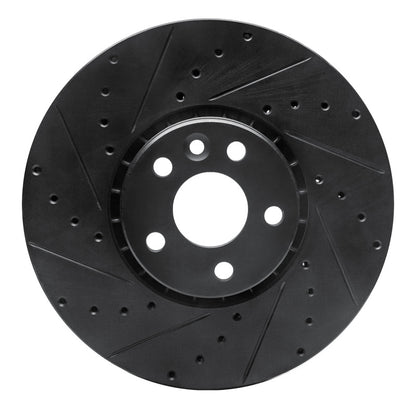 R1 Concepts R1 10-16 Volvo XC60 Front Left Drilled & Slotted Black Brake Rotor