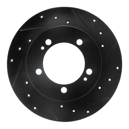 R1 Concepts R1 90-94 Eagle TALON Rear Right Drilled & Slotted Black Brake Rotor