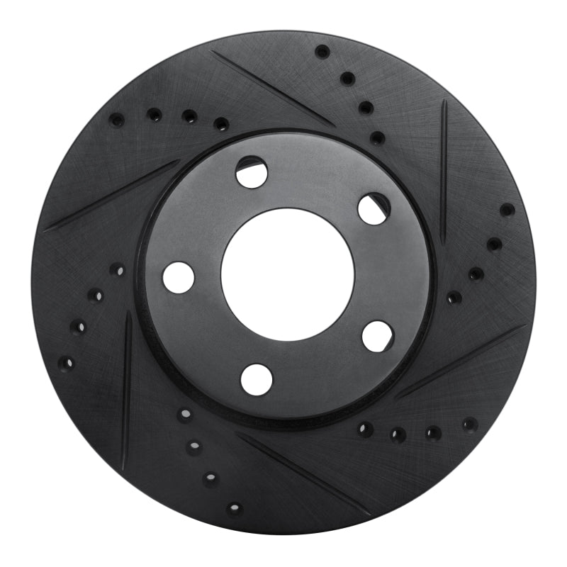 R1 Concepts R1 90-97 Audi V8 Quattro Front Right Drilled & Slotted Black Brake Rotor