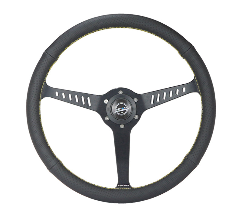 NRG Reinforced Steering Wheel (380mm/1in. Deep) Perforated Leather and Yellow Stitching