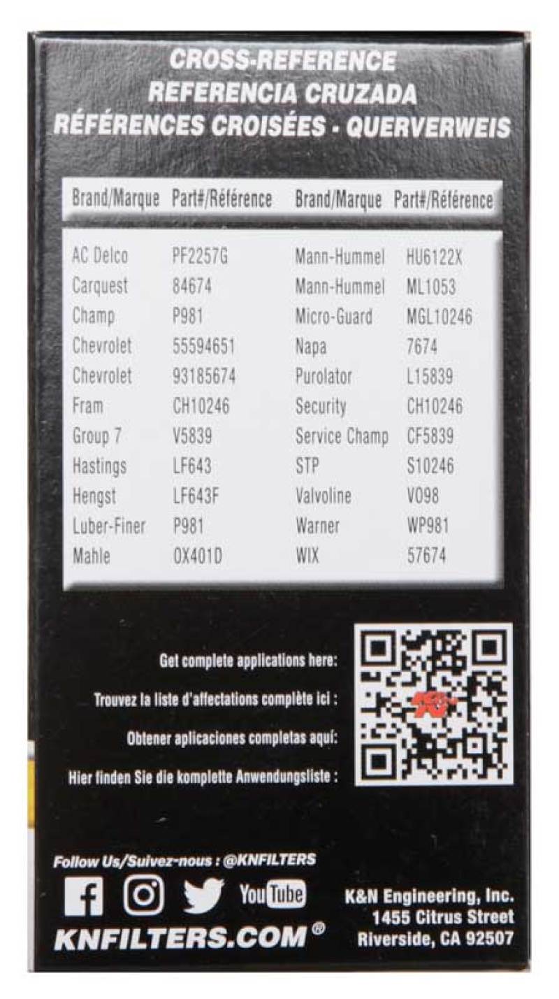 K&N Engineering K&N Performance Oil Filter for 09-19 GM 1.4L / 1.6L / 1.8L w/ Hengst Filter Housing