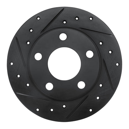 R1 Concepts R1 99-02 Audi A6 Quattro Rear Left Drilled & Slotted Black Brake Rotor