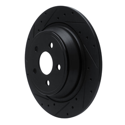 R1 Concepts R1 15-24 Ford Fusion Rear Left Drilled & Slotted Black Brake Rotor