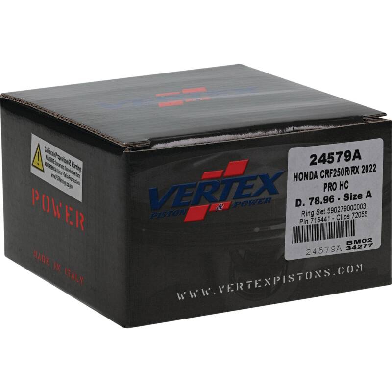 Vertex Pistons Vertex Piston 22-24 Honda CRF 250 R 250cc Forged High Compression Piston Kit 14.4:1 Comp.