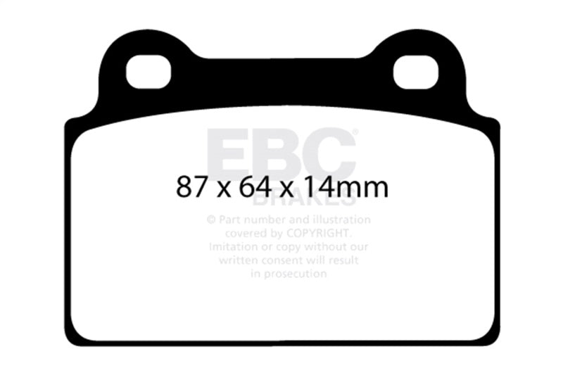 EBC Racing 08-16 Mitsubishi Lancer Evo 10 2.0L Turbo (1 Piece Rotor) RP-X Rear Brake Pads