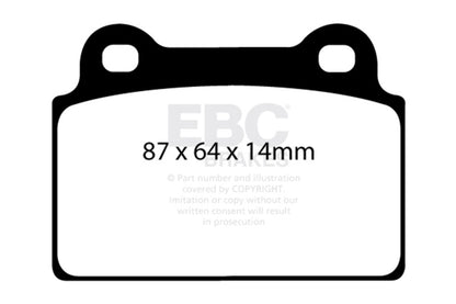 EBC Racing 08-16 Mitsubishi Lancer Evo 10 2.0L Turbo (1 Piece Rotor) RP-X Rear Brake Pads