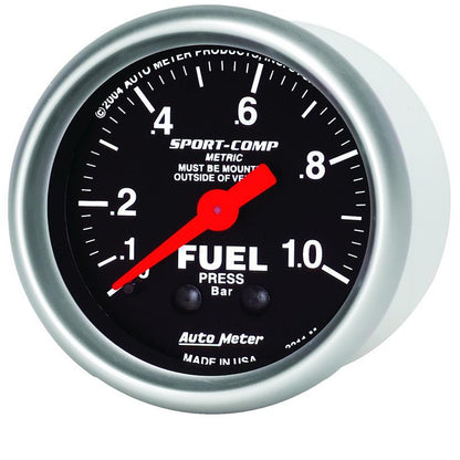 AutoMeter Gauge Fuel Pressure 2-1/16in. 1.0Kg/Cm2 Mechanical Sport-Comp