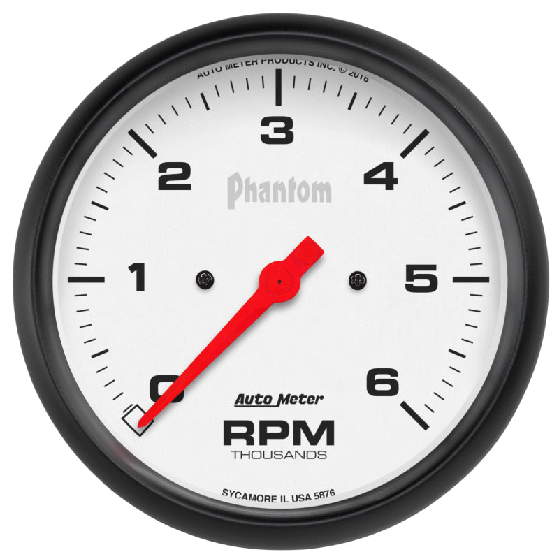 AutoMeter Phantom 5in. 0-6K RPM In-Dash Tachometer Gauge