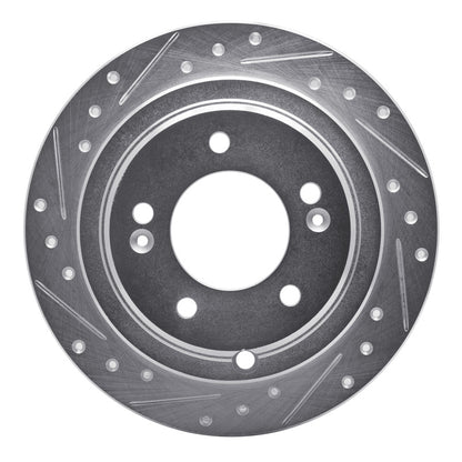 R1 Concepts R1 04-06 Kia AMANTI Rear Left Drilled & Slotted Silver Brake Rotor