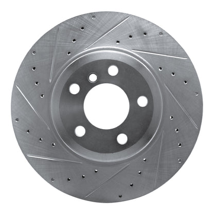 R1 Concepts R1 07-19 BMW X5 Rear Left Drilled & Slotted Silver Brake Rotor