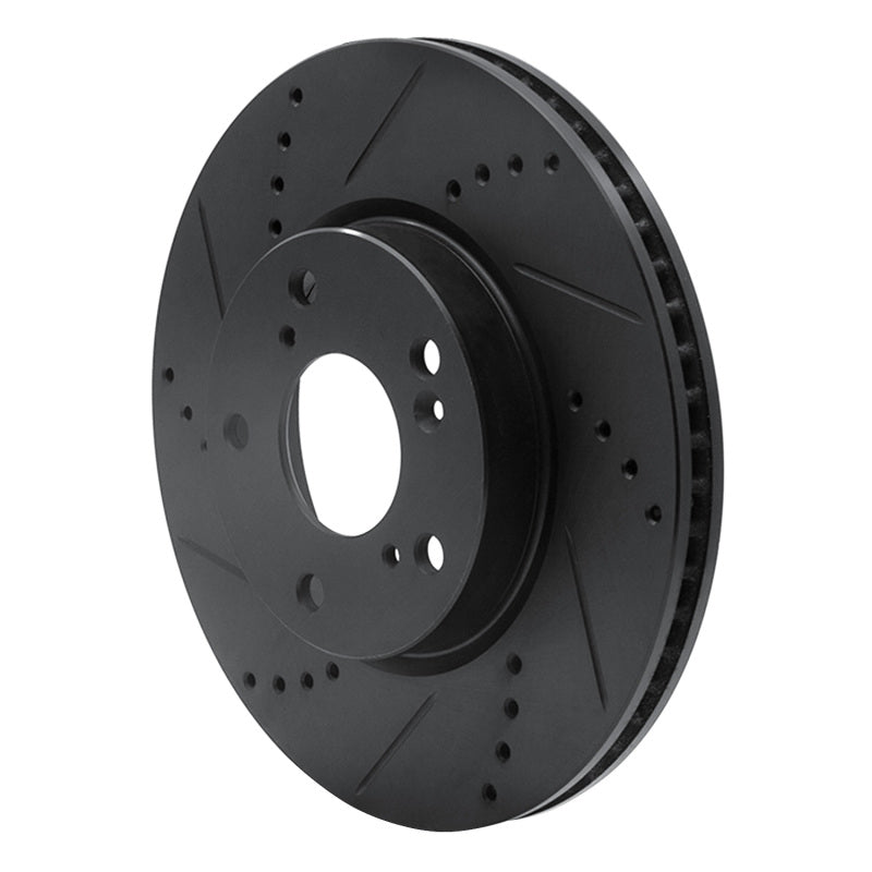R1 Concepts R1 2016-2025 Honda Accord Coupe Front Left Drilled & Slotted Black Brake Rotor