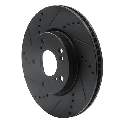 R1 Concepts R1 2016-2025 Honda Accord Coupe Front Left Drilled & Slotted Black Brake Rotor