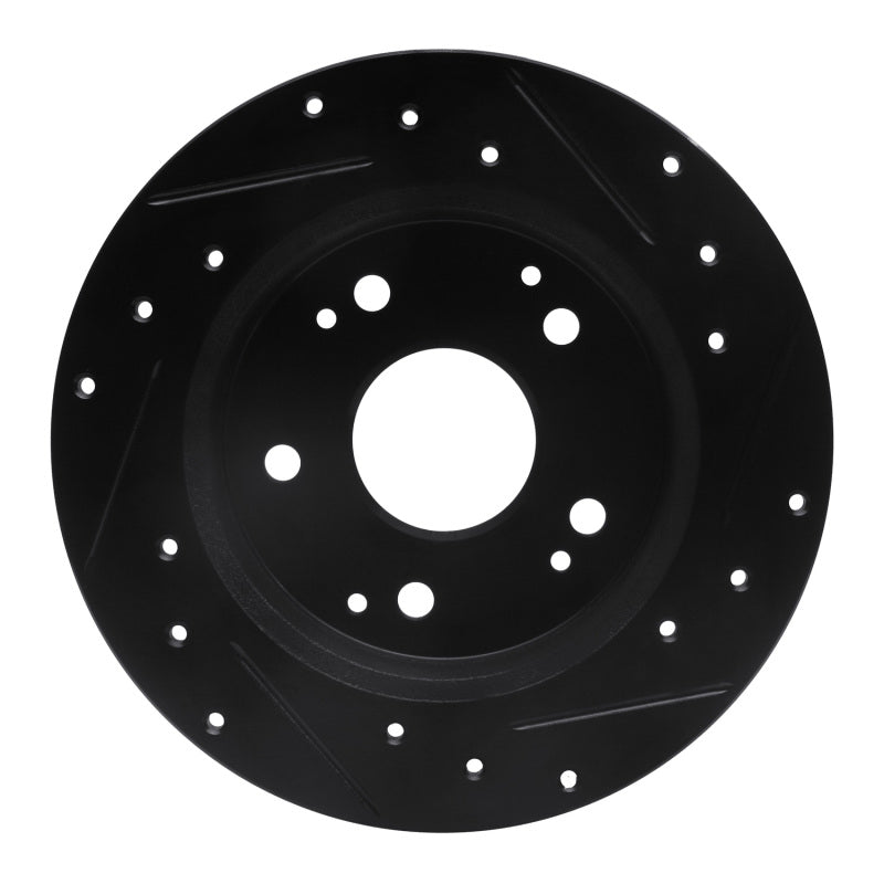 R1 Concepts R1 97-06 Acura RSX Rear Left Drilled & Slotted Black Brake Rotor