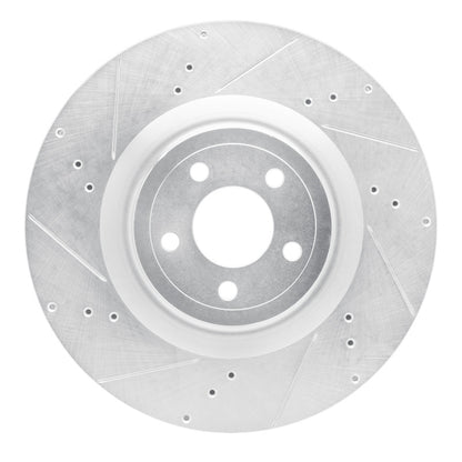 R1 Concepts R1 15-23 Ford Mustang Front Left Drilled & Slotted Silver Brake Rotor