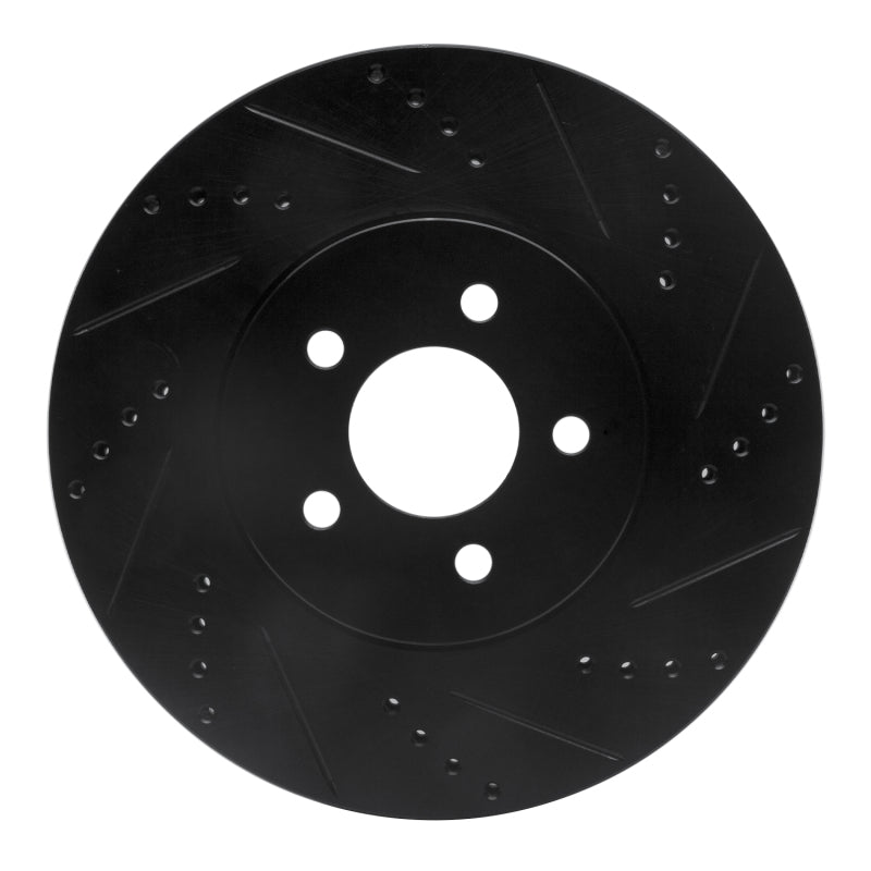R1 Concepts R1 94-04 Ford Mustang Front Right Drilled & Slotted Black Brake Rotor