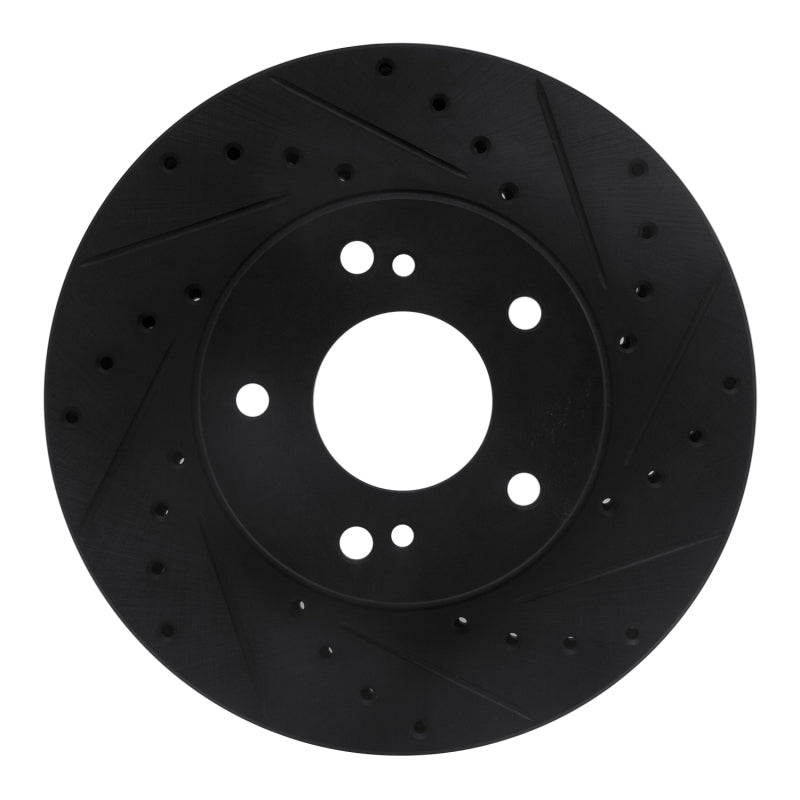 R1 Concepts R1 90-97 Infiniti Q45 Front Right Drilled & Slotted Black Brake Rotor