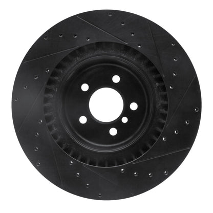 R1 Concepts R1 10-14 BMW X5 Rear Left Drilled & Slotted Black Brake Rotor