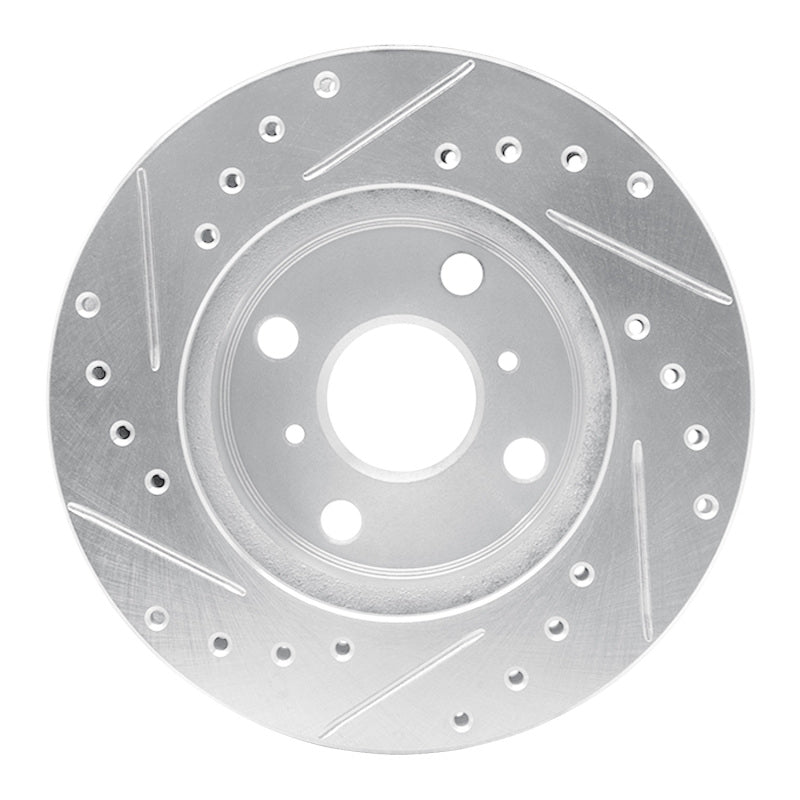 R1 Concepts R1 86-89 Toyota Celica Front Right Drilled & Slotted Silver Brake Rotor