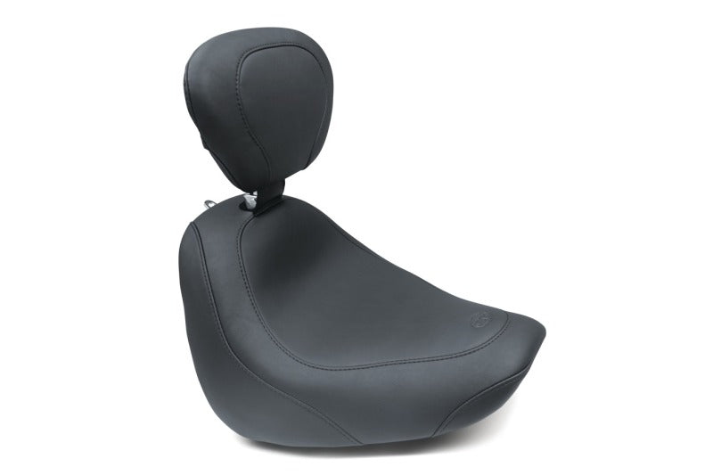 Mustang Motorcycle Mustang 18-21 Harley Fat Bob Wide Tripper Solo Seat w/ Driver Backrest - Black