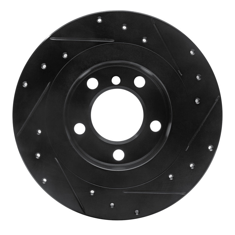 R1 Concepts R1 2013-2016 Mini Cooper Paceman Rear Left Drilled & Slotted Black Brake Rotor
