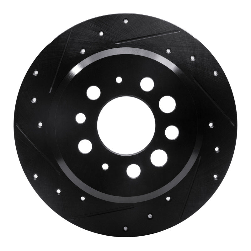 R1 Concepts R1 67-74 Volvo 142 Rear Left Drilled & Slotted Black Brake Rotor